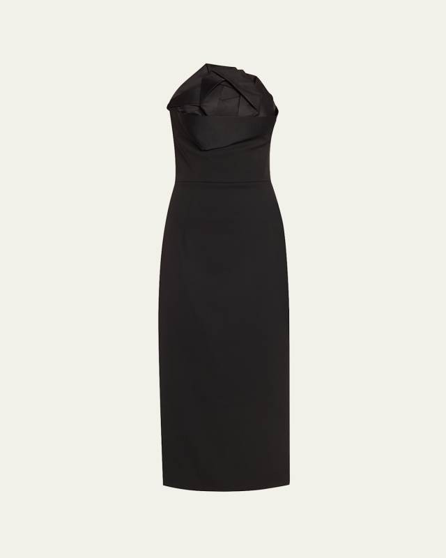 Strapless Oversized Satin Rose Wool Gown